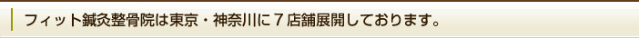 フィット鍼灸整骨院は東京・神奈川に7店舗展開しております。